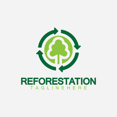 Reforestation logo design vector template, Emblem, Design Concept, Creative Symbol, icon