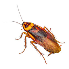 Isolated cockroach view on Transparent Background.