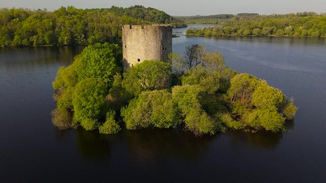 Cloughoughter Castle on a small island in Lough Oughter, County Cavan, Ireland