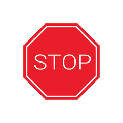 Red stop sign octagonal traffic symbol on transparent, warning, halt, road safety, caution, alert, vector illustration