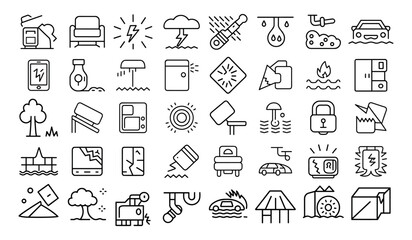 Fototapeta premium Damage icon set, vector illustration