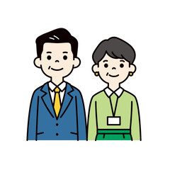 働く中高年の男女の上半身イラスト素材セット＿ビジネスパーソン＿ベクター＿カラー