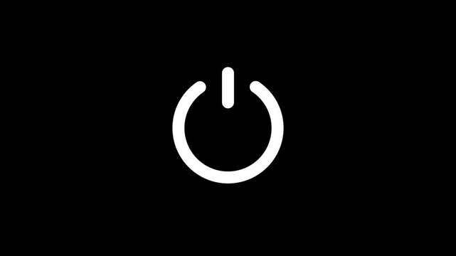 power reset button sign animation. Abstract screen saver, live wallpaper, loop background on black. On Off technology icon 4k