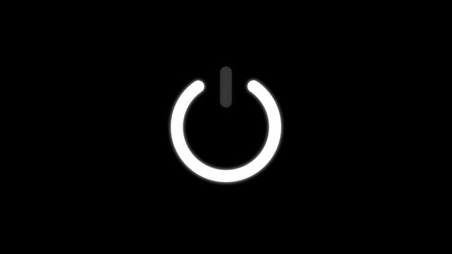 power button icon on power baton on off animation black background 4k