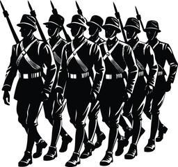 Marching-soldiers-silhouette-vector