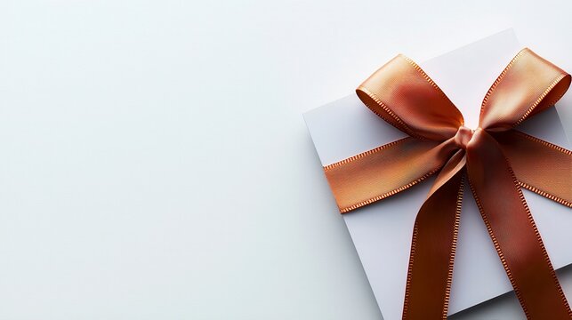 Gift card with a red ribbon white background for promotional use. white background. Elegant festive present voucher ideal for marketing campaigns a visually appealing image featuring