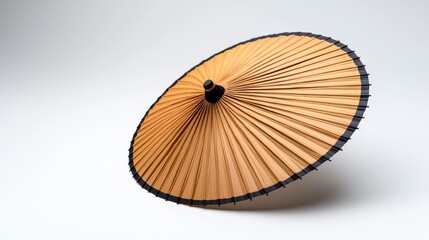 Elegant paper umbrella for outdoor events. white background. white background. Stylish paper parasol ideal for garden parties a pristine backdrop enhances its refined aesthetic perfect