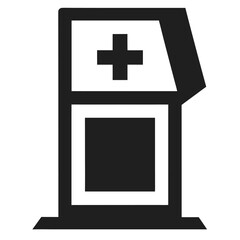 Obraz premium Digital health kiosk with a touchscreen front and a cross symbol
