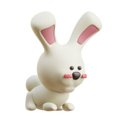 white and pink Rabbit 3d icon cute illustration