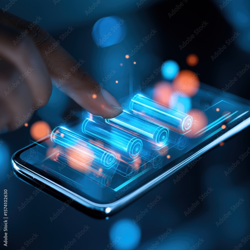 Poster innovative technology interaction with smartphone digital environment mobile concept user experience