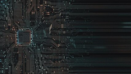 Circuit Board with Chip - Logo Place Holder 8s Intro + Seamless Loop Sequence Tech Business Intro - Powered by Adobe