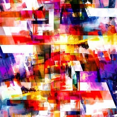 Obraz premium Abstract colorful geometric shapes. Background with dynamic patterns and vibrant colors. Possible use Print design, wallpaper