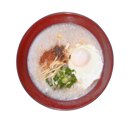 Pork congee with egg  isolatr on transparent.