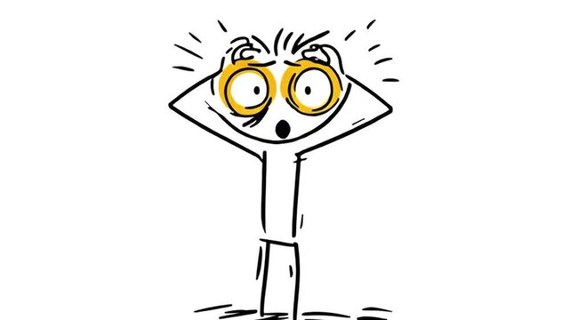 Manic stick figure with gaping mouth