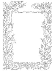 Floral border and frame drawing illustration