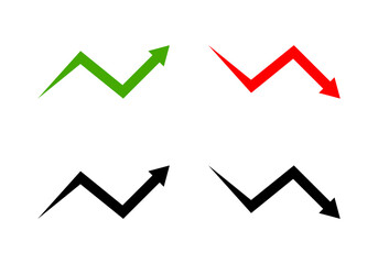 Set line arrow zigzag graph up and down business icon flat vector design