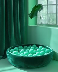Green Ball Pit in Corner of Room