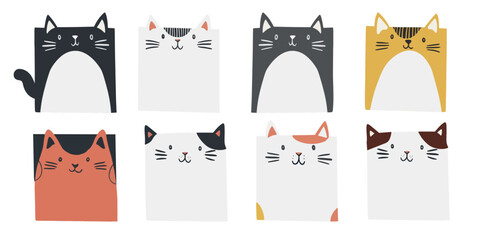Cute minimalist cat illustrations, element vector set