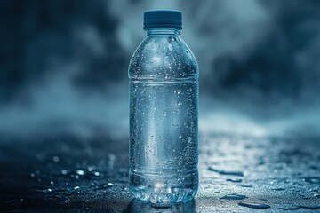 Water Bottle on Wet Surface