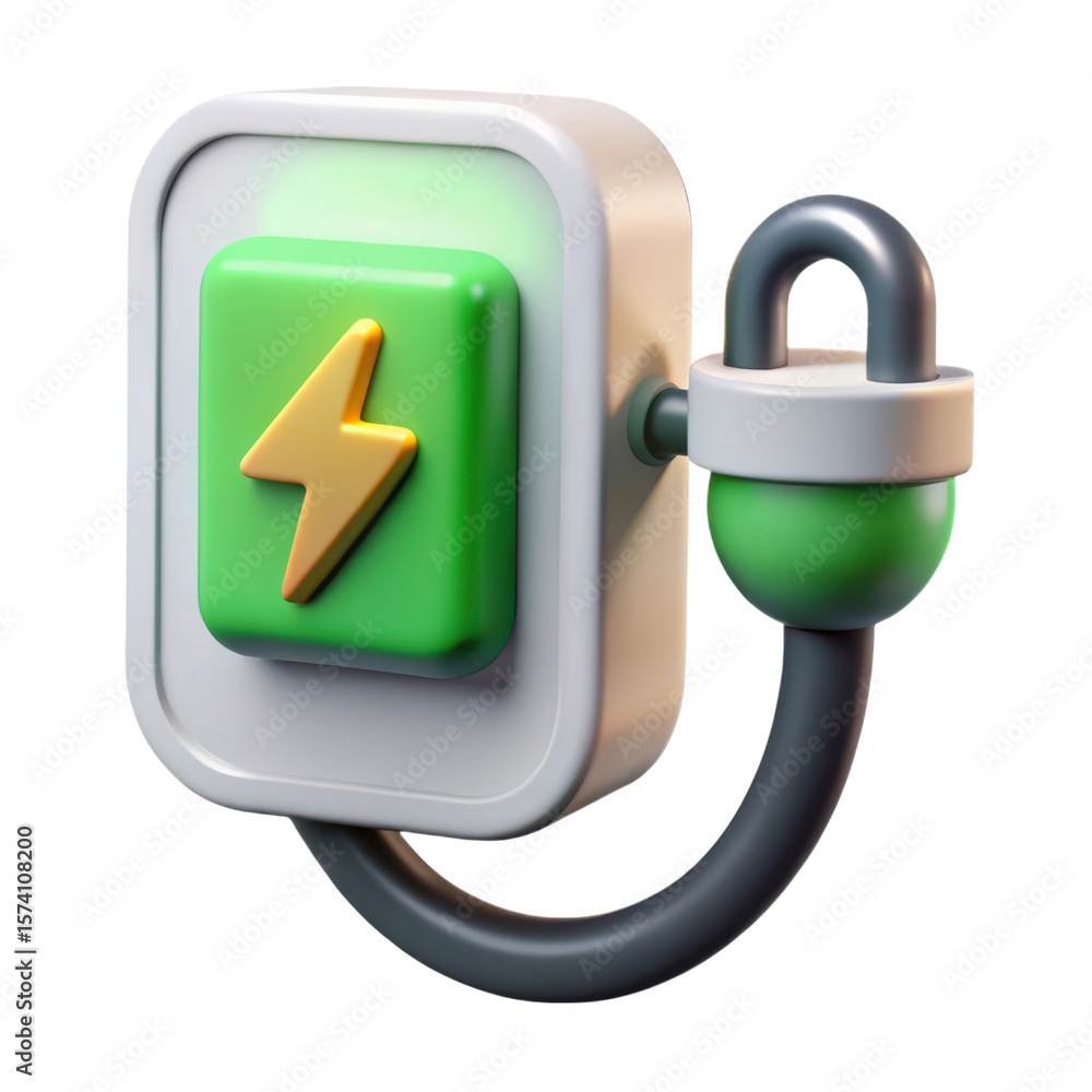 Poster 3d rendering icon of electrical socket with lightning bolt and plug connecting power source for land
