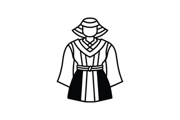 Obraz premium Line Art Illustration of Traditional Japanese Clothing