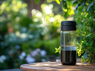 Glass Bottle on Wooden Table