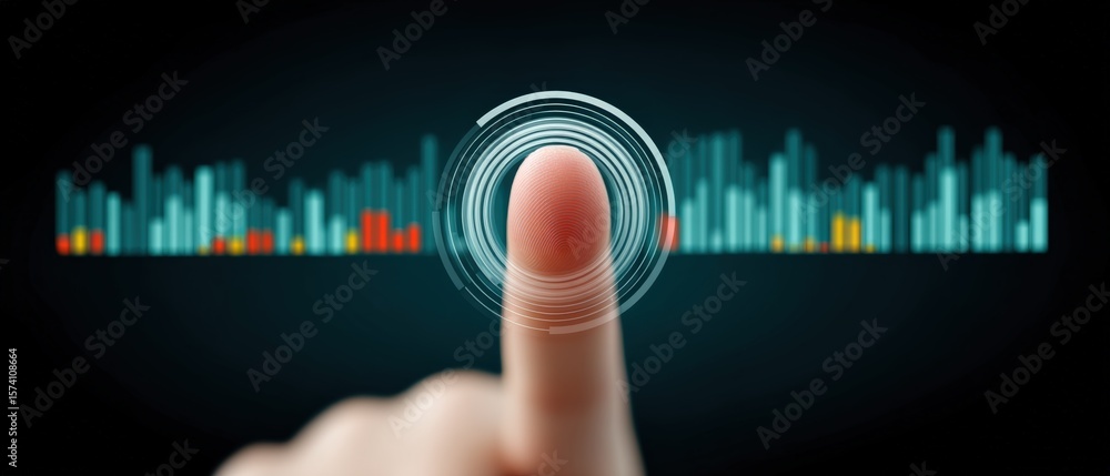 Poster digital interaction finger touching sensor modern technology studio graphic visualization futuristic