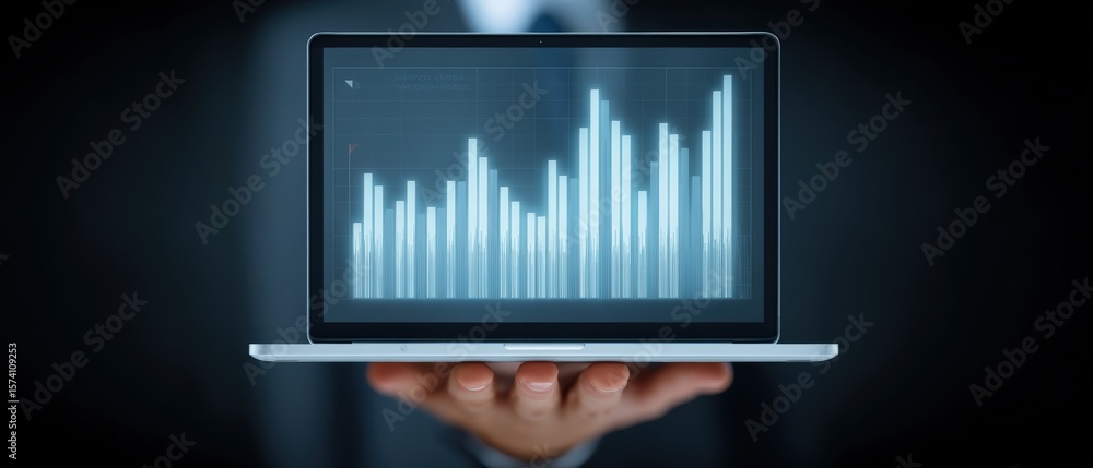 Poster analytical business growth insights digital workspace infographic data visualization tech environmen