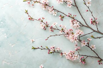 Delicate Spring Cherry Blossoms on a Gentle Pastel Background

