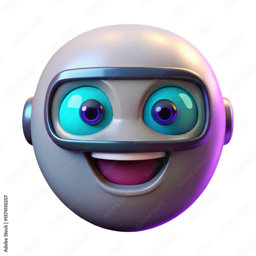 Poster cheerful robot character smiling 3d rendering icon land transportation isolated on white background 