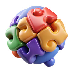 Obraz premium Colorful 3d puzzle globe made of rounded interlocking pieces against a background high quality 3d rendering icon