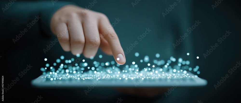 Aufkleber interactive digital experience virtual environment touchscreen technology modern setting close-up vi