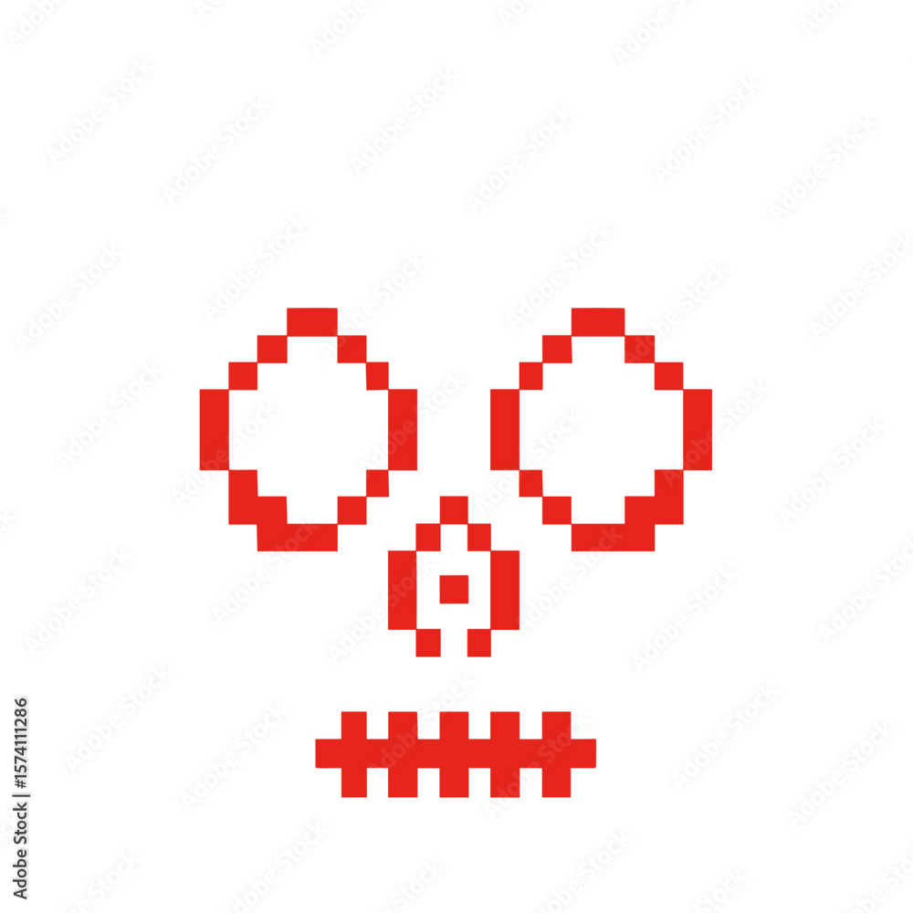 Poster skull line icon background pixelated retro vector