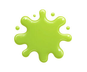 Glossy green paint splash with rounded edges isolated on clean white background. Concept of creative expression, design element, and playful abstract shape