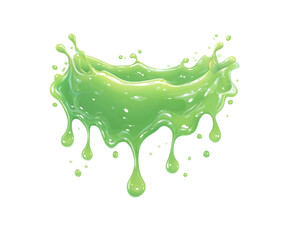 Vibrant green liquid splash with smooth edges and water droplets on a pure white background. Concept for dynamic liquid motion and creative abstract design