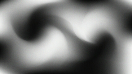 Grainy abstract background, noisy color black and white vibrant glowing shape on black backdrop for...