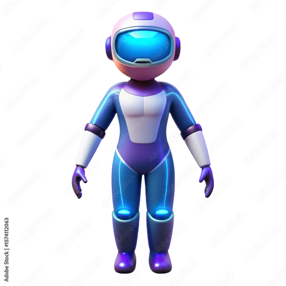 Poster futuristic astronaut character in neon suit isolated on background high quality 3d rendering icon la