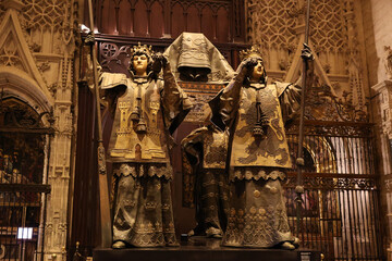 Tomb of Columbus in the Cathedral of Seville, Andalusia, Spain