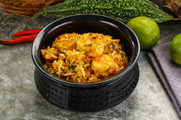 Indian cuisine - Biryani rice with prawn