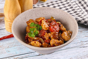 Pork with oyster sauce and vegetables