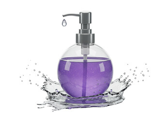 Isolated Liquid Soap Dispenser Splashing with Water Drops
