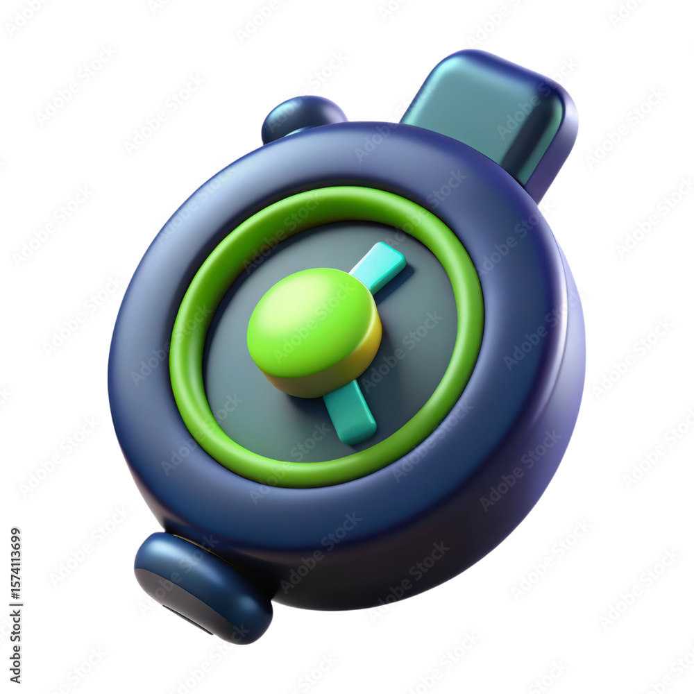 Poster high quality 3d rendering icon depicting a stopwatch timer in a modern and playful design land trans