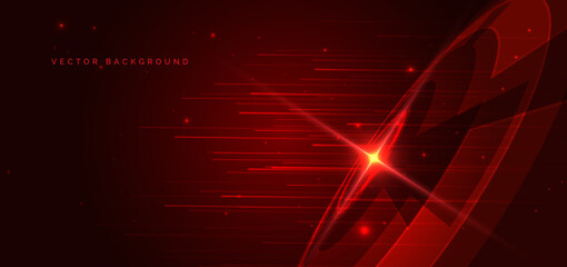 Technology hi tech red gear element on dark red background.