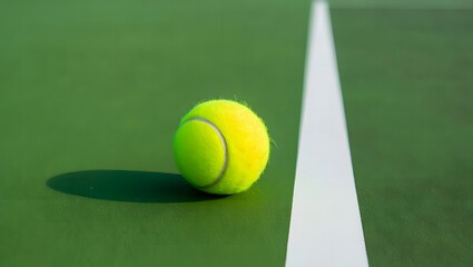 Tennis Ball on the Court Near the Line Awaiting Action