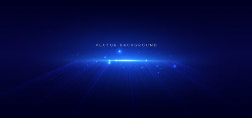 Technology futuristic lines glowing on dark blue background. Hi speed big data network concept.