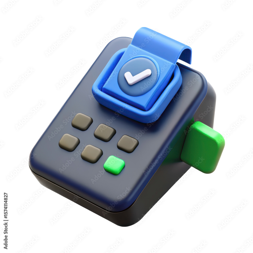 Poster high quality 3d rendering icon land transportation isolated on white background payment terminal wit
