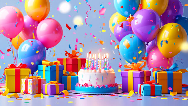 happy birthday card with balloons