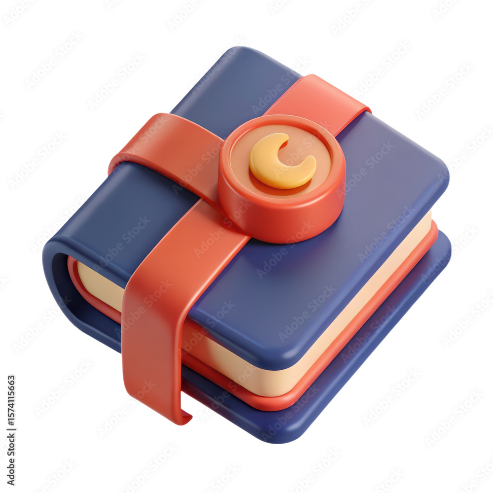 Poster high quality 3d rendering icon of a small book with a red ribbon and emblem land transportation isol