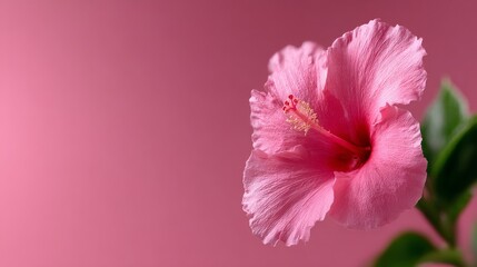 A beautiful pink hibiscus flower captures the essence of nature. Its delicate petals and rich colors add warmth to any space. Ideal for floral designs and nature enthusiasts. AI