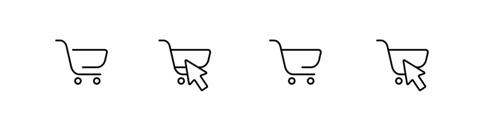 Shopping cart icon set. Isolated shopping cart vector set. Supermarket sale basket sign. Online basket icon set.